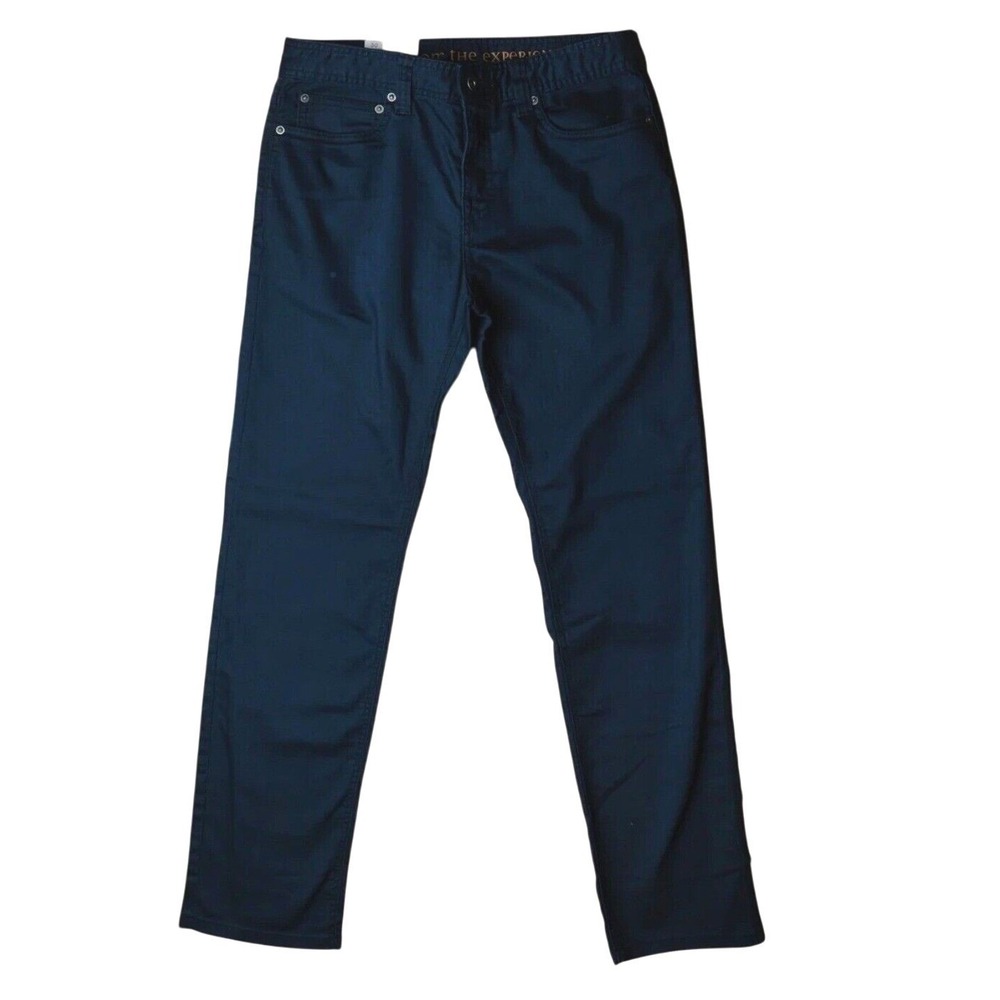 prAna Mens Slim Straight Jeans 42x32 Indie Blue NWT Organic Cotton Stretch Denim